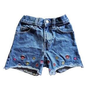 Vintage Gasoline by Ralph Nakash Denim Shorts Floral Embroidery Girls Size 4